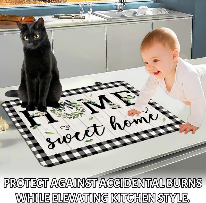 Seimip Sweet Home Stove Top Cover, Spring Stove Covers for Electric Stove, 20''X28'' White Heat Resist Kitchen Glass Stove Mat Farmhouse Decor Gas Stove Pad Valentines Day Cooktop Ceramic Mat - Image 5